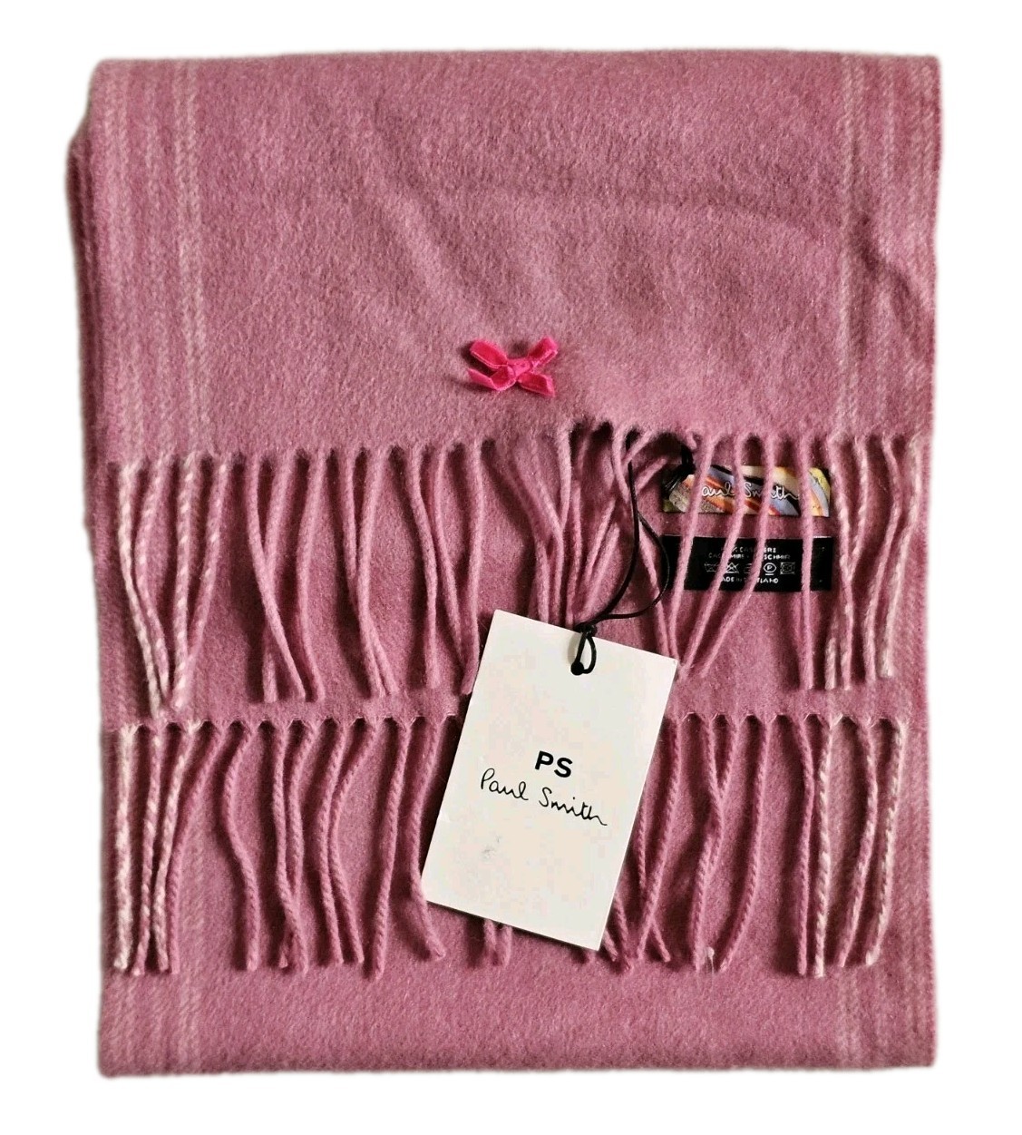 PAUL SMITH SCARF Womens Pure Cashmere Dusky Pink Made in Scotland Rrp £185