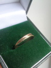 Gold Wedding Ring Russian Style  hm 1970 London  size J to K   Yellow Rose White