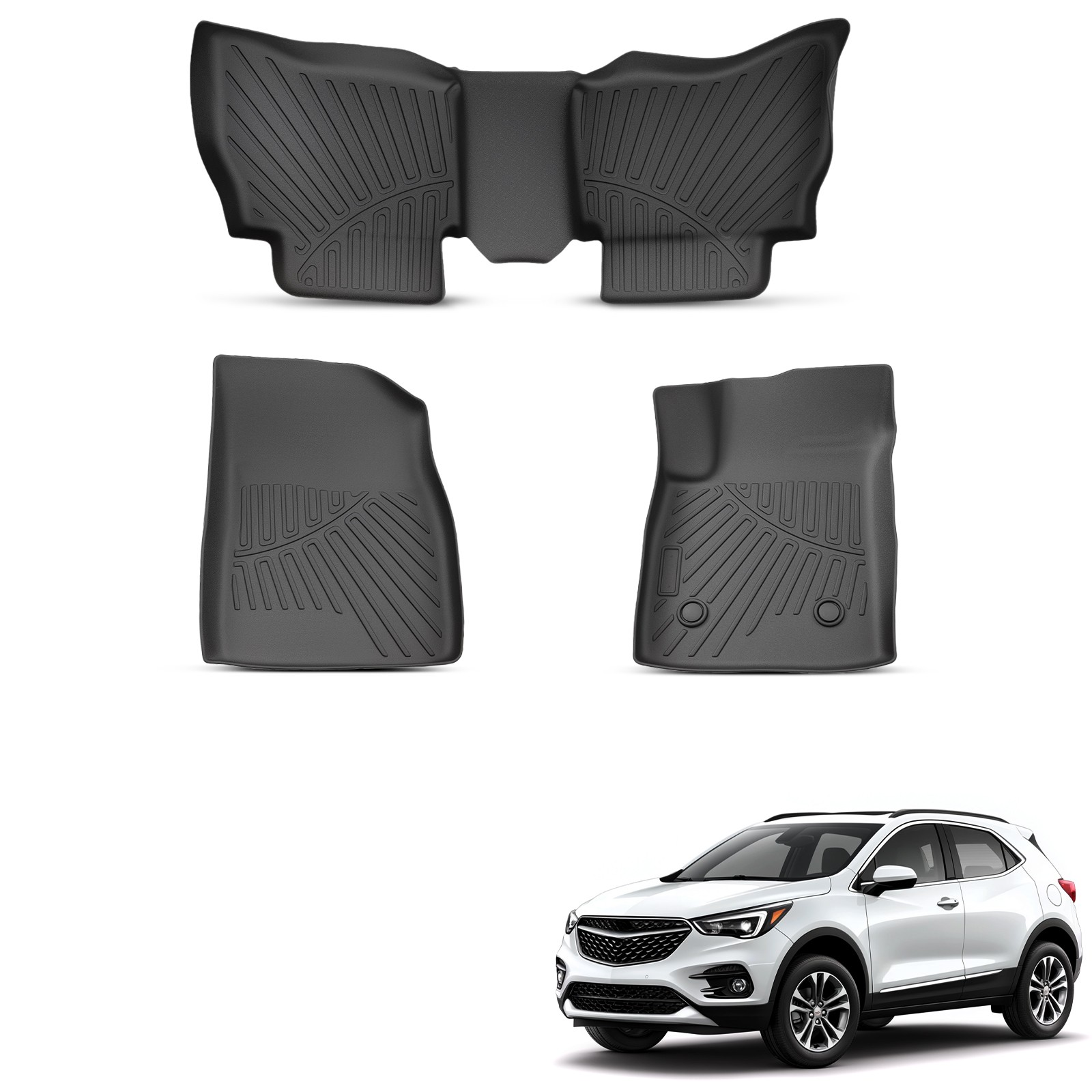 3D Floor Mats Set for Buick Encore GX AWD 2020-2025 TPE Rubber Black