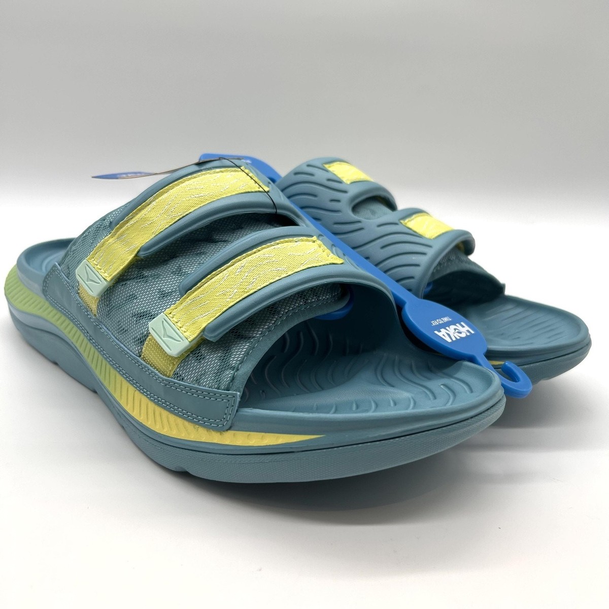 New HOKA Ora Luxe Recovery Slide Sandals Mens 14 Ocean Mist  display picture 2