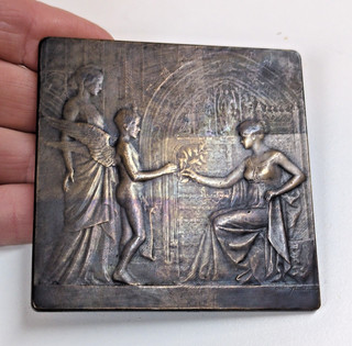 ANTIQUE BELGIUM BRONZE PLAQUE 1910 BRUXELLES EXPOSITION YENCESSE MEDAL