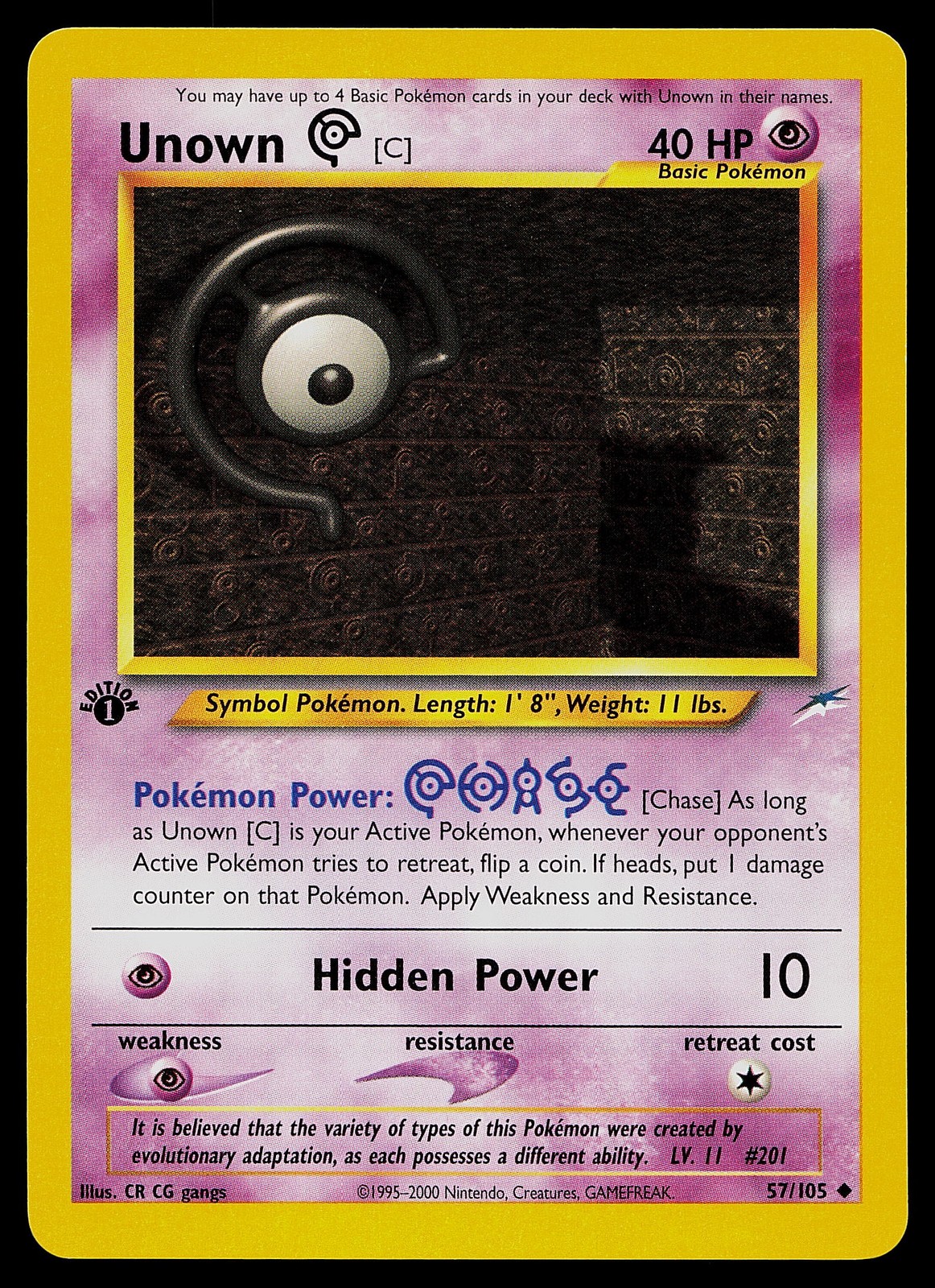 Pokemon Card - Unown [C] Neo Destiny 57/105 Uncommon 1st Edition