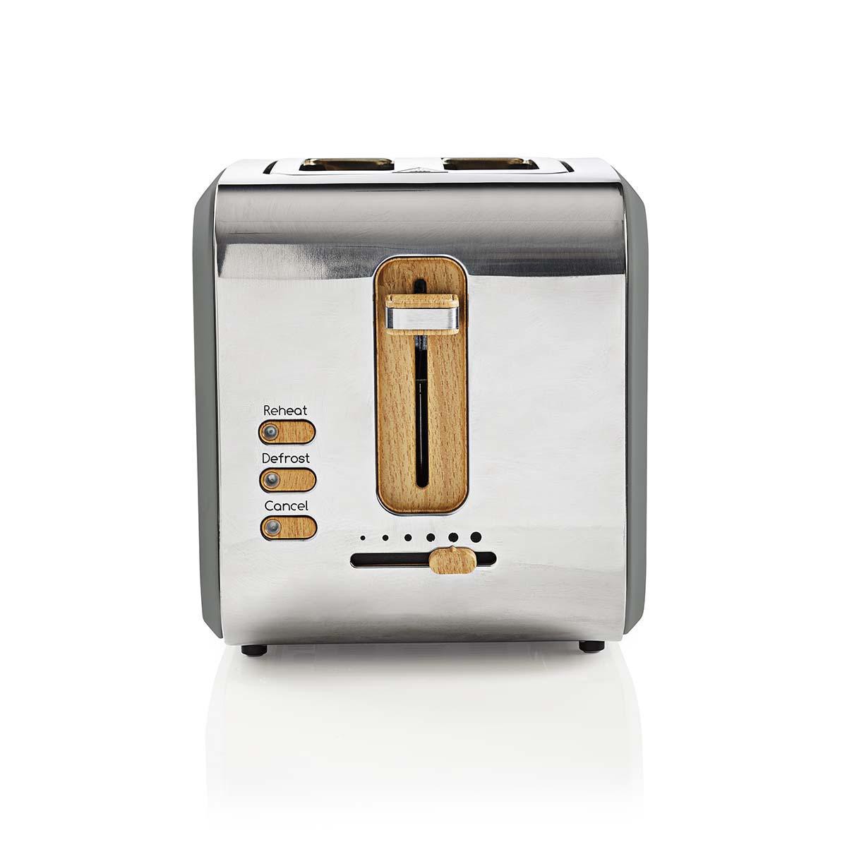 Grille-pain Épuré Nedis 900W Finition Argent Haute Précision 6 Niveaux
