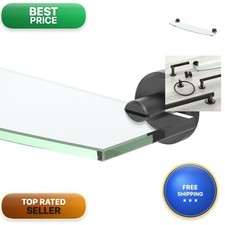 Gatco 5456MX Locke Glass Shelf Matte Black 20.13" X 5.38" Tempered Wall Mounted