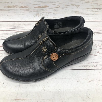 Clarks Unstructured Un Loop Black Leather Shoes Loafers - Womens Size 6.5