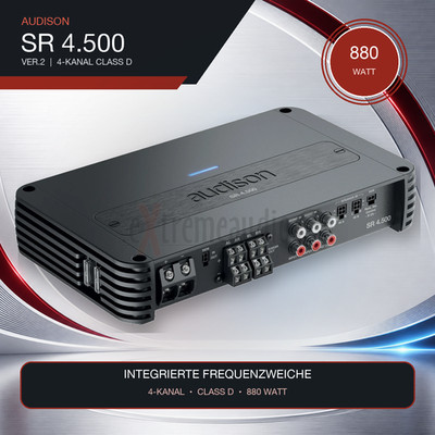 Audison SR 4.500 Ver.2 4 KANAL VERSTÄRKER Class D Endstufe mit FREQUENZWEICHE