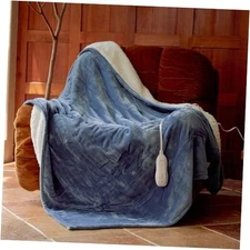 Heated Blanket Throw 50"x60" - Machine Washable Electric Throw Blanket Blue