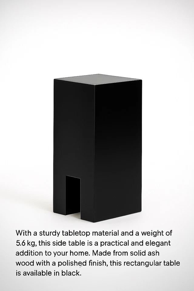 Light-Weight Concrete Side Table Solid Hard Wood Side Table/ indoor /black tone - Image 3 of 4