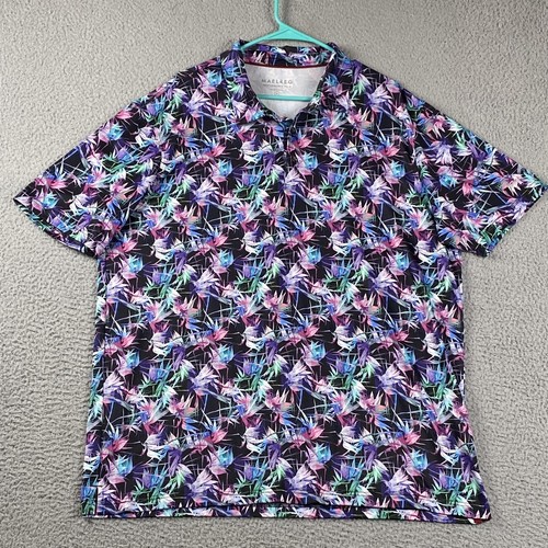 Camisa Polo Maelreg Performance Para Hombre XL Multicolor Floral Preppy Estampado Colorido - Imagen 2 de 8