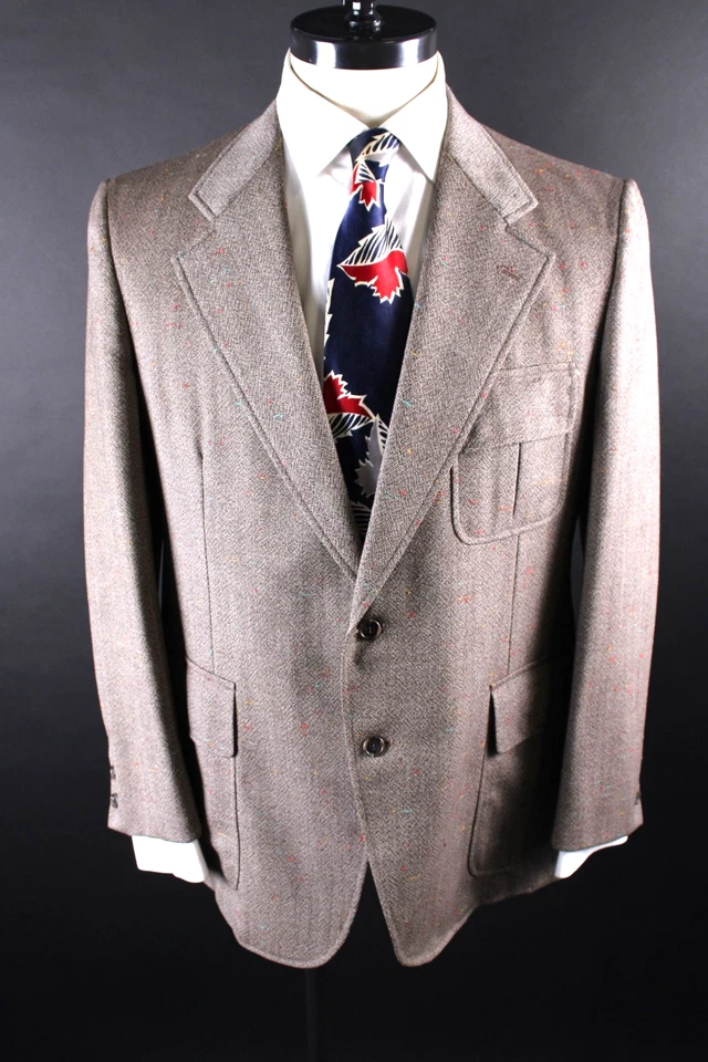 Vintage 1970s Wool Fleck Belted Back Suit Mens Size 44 USA - Image 2 of 4