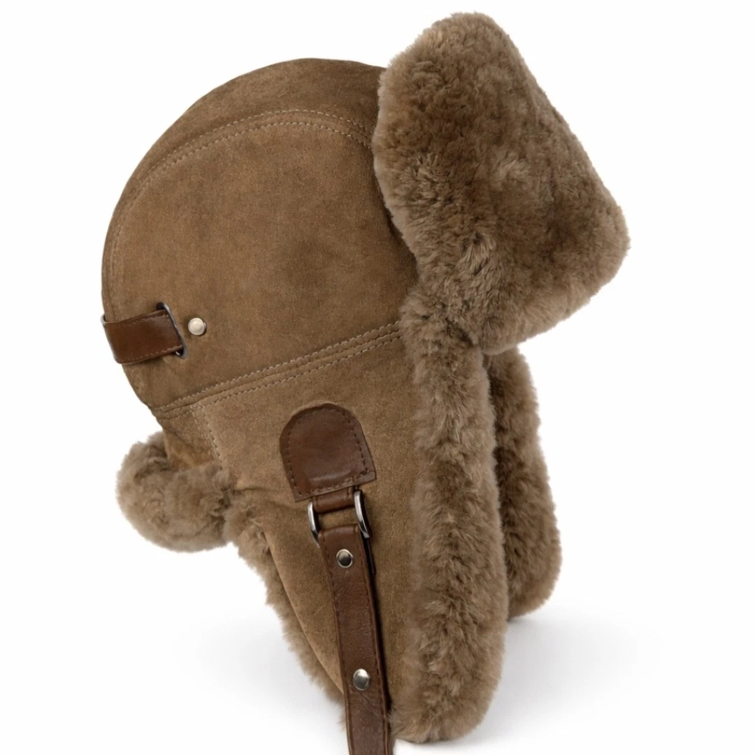 Real Shearling Leather Aviator Hat — Handmade Warm Winter Trapper Hat
Opens in a new window or tab