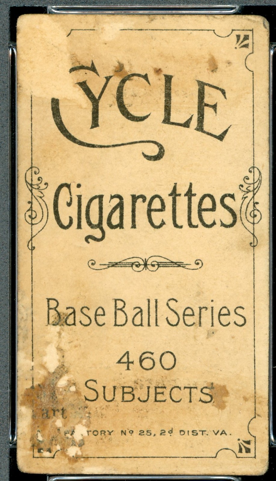 1909-11 T206 Joe Tinker - Bat On - PSA 2 - IMPOSSIBLE CYCLE 460 reverse - POP 5 view 4