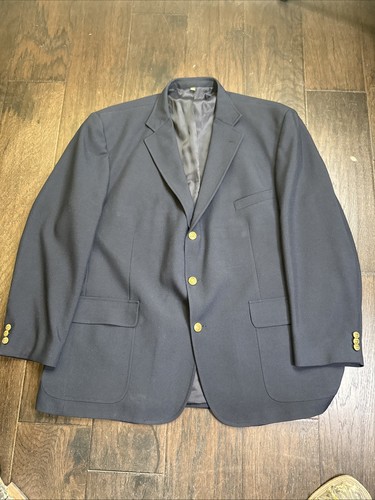 Orvis Blazer Sport Jacket Coat Mens 50R Blue Navy Gold Buttons 3 Button