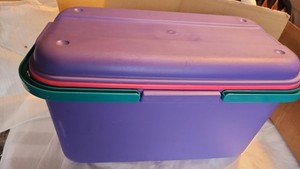 Vintage 1990's  Eagle Craftstor Craft Sewing Tote Storage Organizer Purple, Pink