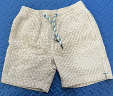 J. Crew Crewcuts Kid's Swimwear Pink Gray Striped Crinkle/Seersucker SZ 8