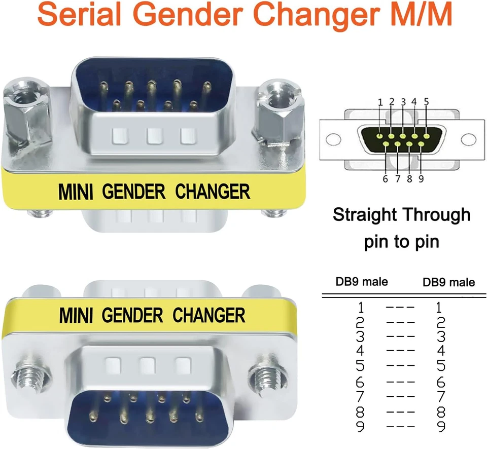 DTECH Serial Adapter 3-Pack (DB9 F-F, M-F, M-M), Mini Size RS232 Coupler, Female - Image 4 of 4