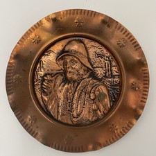 Vintage Brass Wall Plate 20cm Sea Fisherman Decorative Plate