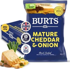 Burts Cheddar & Onion Hand Cooked Crisps 20×40g