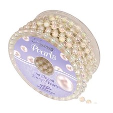 4, 6, 8mm Pearl Bead on a String Chain Trim Ribbon craft gold ivory white silver