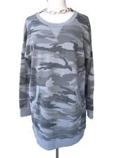 $168 SPLENDID Camo Tunic Top Naturecore Normcore THICK HEAVY Sweatshirt Dress  M