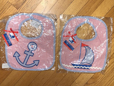 2 NEW Mud Pie Boat House Baby Bibs Anchor  Sail Boat