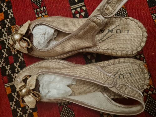 Beautiful Ladies Lunar Beige Hessian Summer Sandals Size 38/5.5 Barely worn - Afbeelding 1 van 8