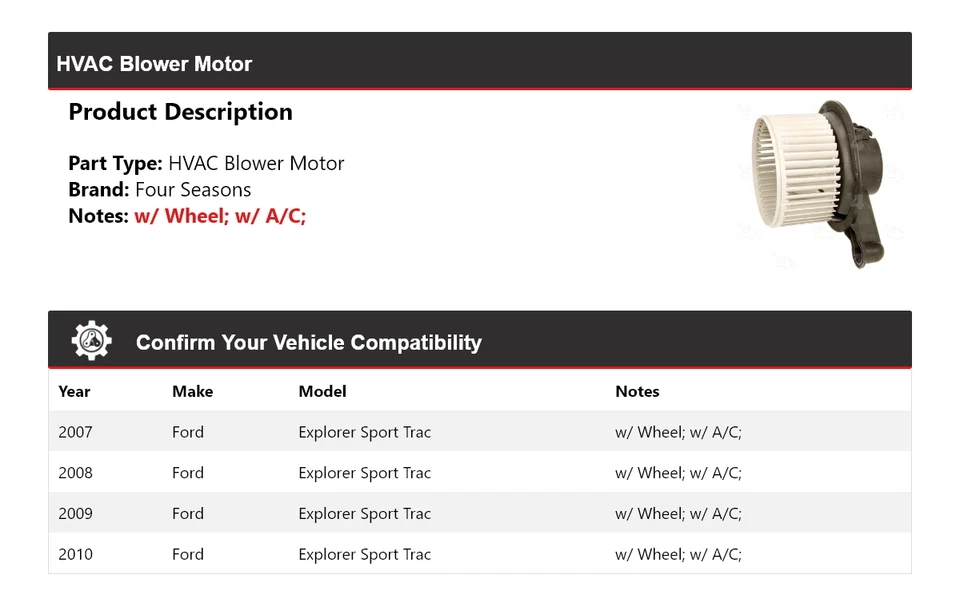 Motor soplador de climatización para Ford Explorer Sport Trac 2007-2010 4 estaciones 2008 2009 Foto 2 de 4
