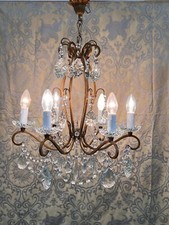 Lustre Pampilles Art Nouveau 6 Lumières / LUSTRE ANCIEN REFAIT A NEUF ++++