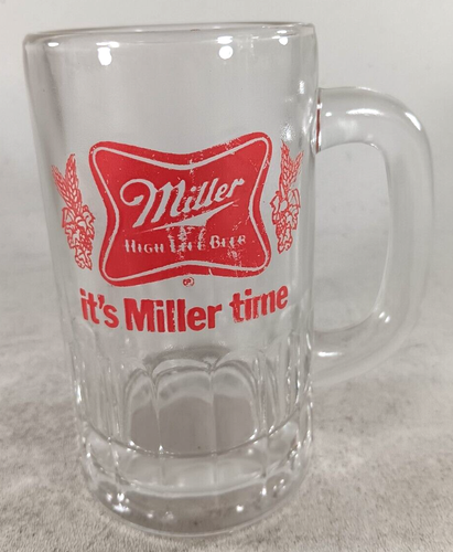 Taza de cerveza de vidrio Miller High Life It's Miller Time Stein 5" 12 oz