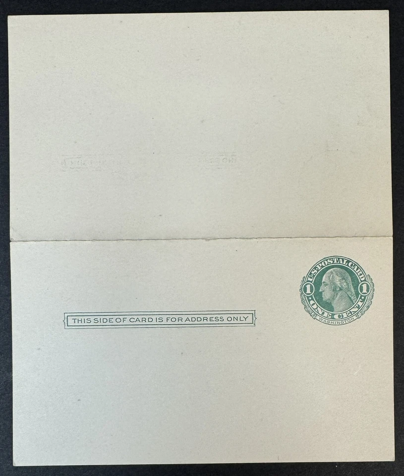 U.S., 1911, Scott #UY6, 1c + 1c Green on Cream, Unsevered Reply Card, Unused - Image 2 of 2