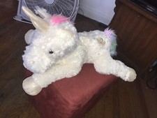 Animal Alley White Unicorn Plush Rainbow Mane Horn Stuffed Animal 20" Toys R US