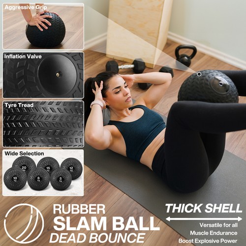 METEOR Dead Bounce Slam Ball Medicine Ball Durable Shell Anti Slip Tyre Tread - Picture 7 of 130