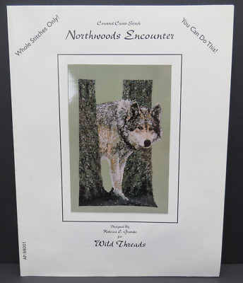 Counted Cross Stitch Pattern 1998 Rebecca Grambo Wild Threads Wolf Encounter