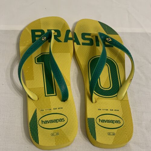 Havaianas Brasil 10 World Cup Unix Flip Flops US Sz 11 12 EU Sz: 43/44 Green W17 - 第 1/21 張圖片