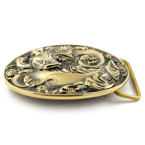 Pisces belt buckle, Horoscope Astrological Zodiac Sign solid brass belt buckle - Picture 5 of 19