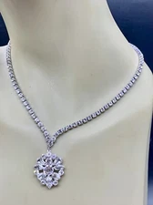 FASHION NECKLACE PENDANT CRYSTAL SNOWFLAKE OR FLOWER VICTORIAN STYLE