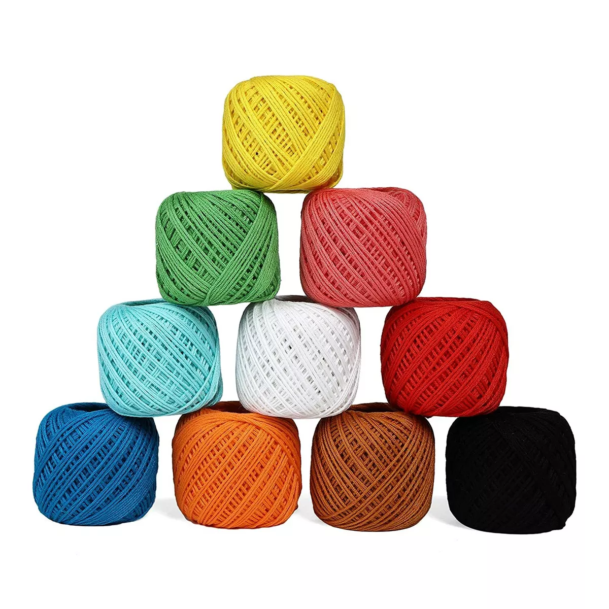 Crochet Cotton Thread Yarn Mercerized Knitting Craft Making Multicolor Set of 10