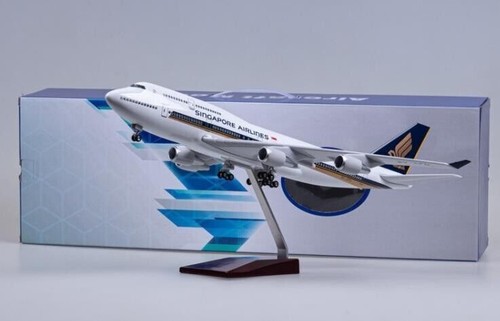 1:150 47CM SINGAPORE AIRLINES BOEING 747-400 Plane Led Sound Light Resin Model - Picture 6 of 11
