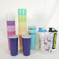 Vintage Tupperware Tumblers Stackable 16 oz 5107 Flip Lids - Clear out Sale!!!