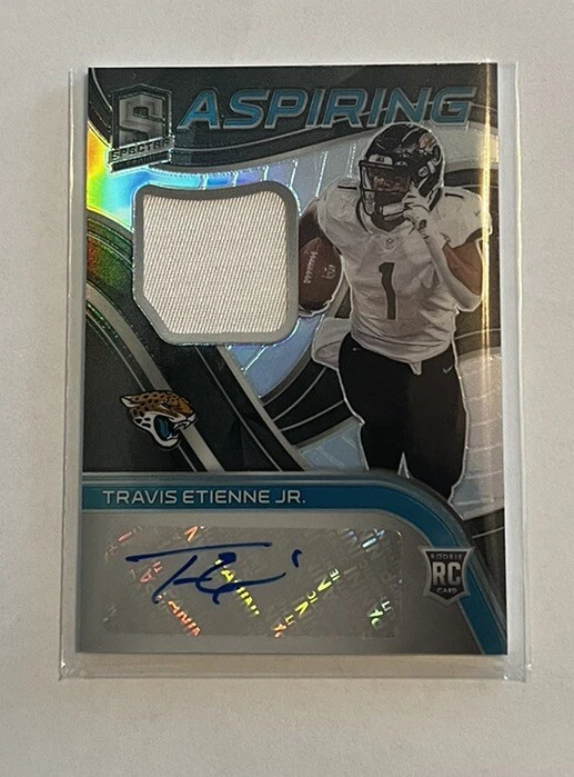 Travis Etienne Panini Spectra Aspiring Patch Autographs #APATE Gold Laundry Tag NFL Player Logo 1/1