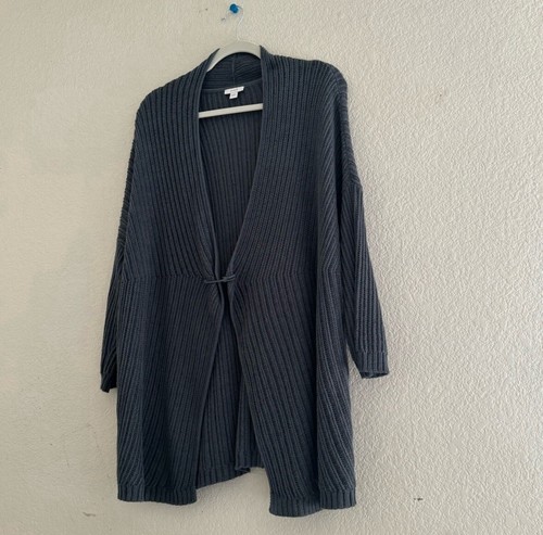 Cardigan J Jill Acciaio Blu Grigio Filato Maglia Linea Lunga Bobby Pin Chiusura Taglia Large - Foto 6 di 6