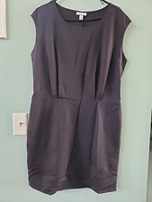 Nine West Solid Black Shift Dress Women's Knee Length Sleeveless XL NEW With Tag