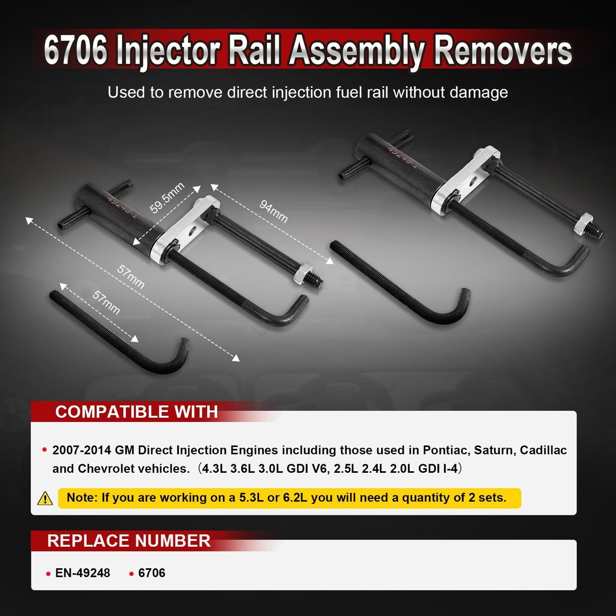 Direct Injection Fuel Clips Gm Fuel Injector Tool GM245 Fuel Injector Seal Tool & 6706 Rail Remover ...
