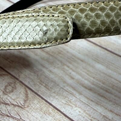 Vintage Magid Beige Thin Skinny Genuine Snakeskin Belt  display picture 1