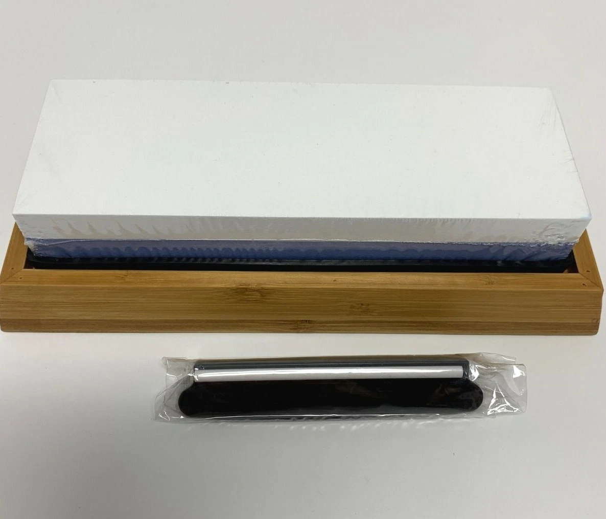 Whetstone Knife Sharpening Stone Double Sided Anti Slip Bamboo Base Sharpener