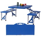 PICNIC TABLE & 4 CHAIRS OUTDOOR ALUMINIUM PLASTIC FOLDABLE PORTABLE CAMPING BBQ