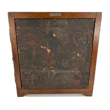 Antique Peter Wiederer & Bro Tri-Fold Shaving Mirror Embossed Floral Scenes