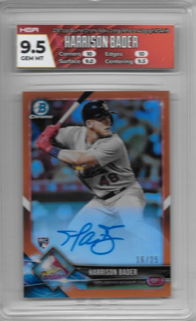 2018 Bowman Chrome HARRISON BADER ORANGE Auto #16/25 RC HGA 9.5 NEW YORK YANKEES