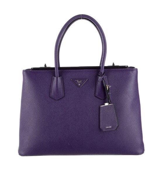Prada Saffiano Cuir Twist Lock Leather Tote Handbag | eBay