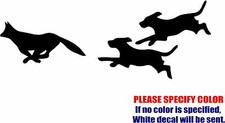 Beagle Hunting Dogs Chasing Fox Graphic Die Cut decal sticker Car Truck Boat 12"